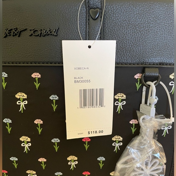 BETSEY JOHNSON Tote / Shoulder Bag / Crossbody w Bag Charms FIRM PRICE - Picture 6 of 16